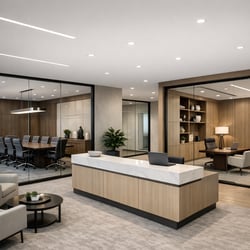 Clean, professional office suite with modern layout