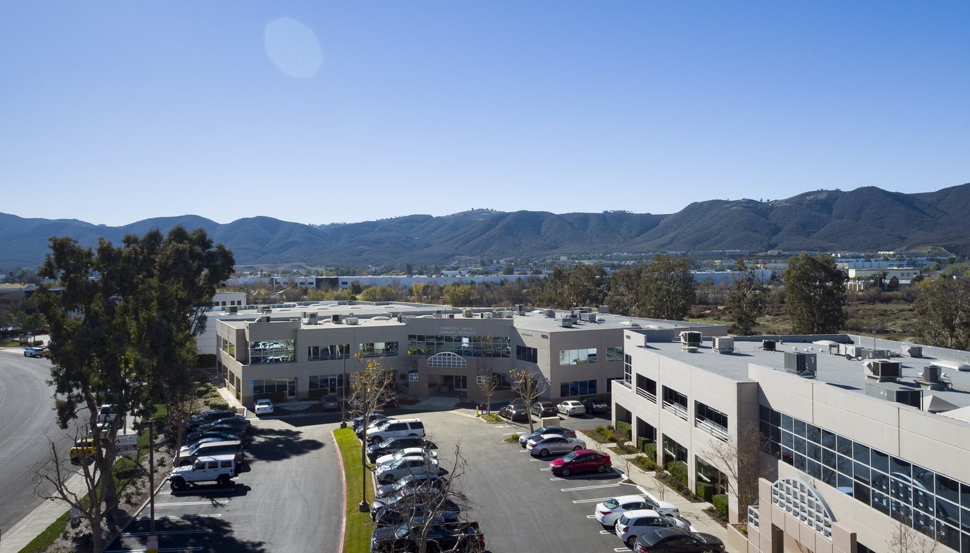 Aerial view across Enterprise Court business park and nearby hills